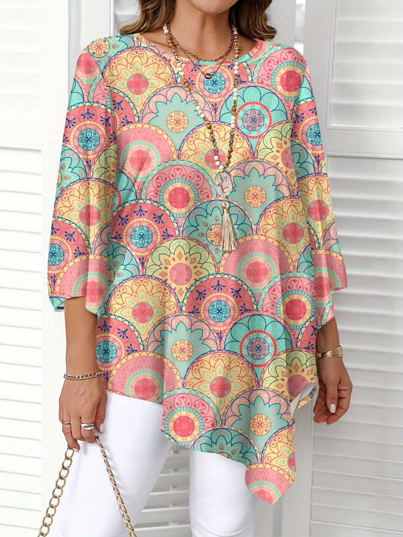 Elegant Plus Size Women's Floral Print Blouse