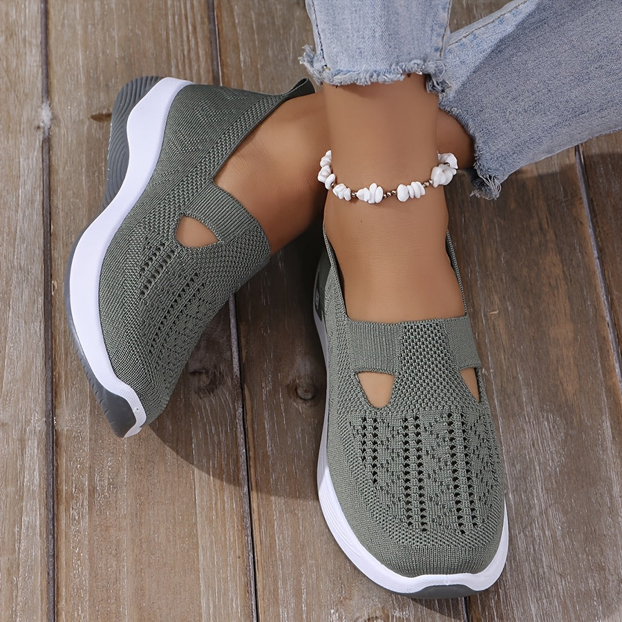 Women's Breathable Slip-On Sneakers - Lightweight Knit Casual Shoes with Arch Support, Machine Washable & All-Season Comfort, Multi-Color