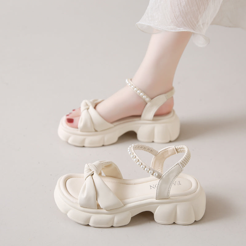 Women'S Retro Chic Summer Platform Sandals - Casual Open-Toe