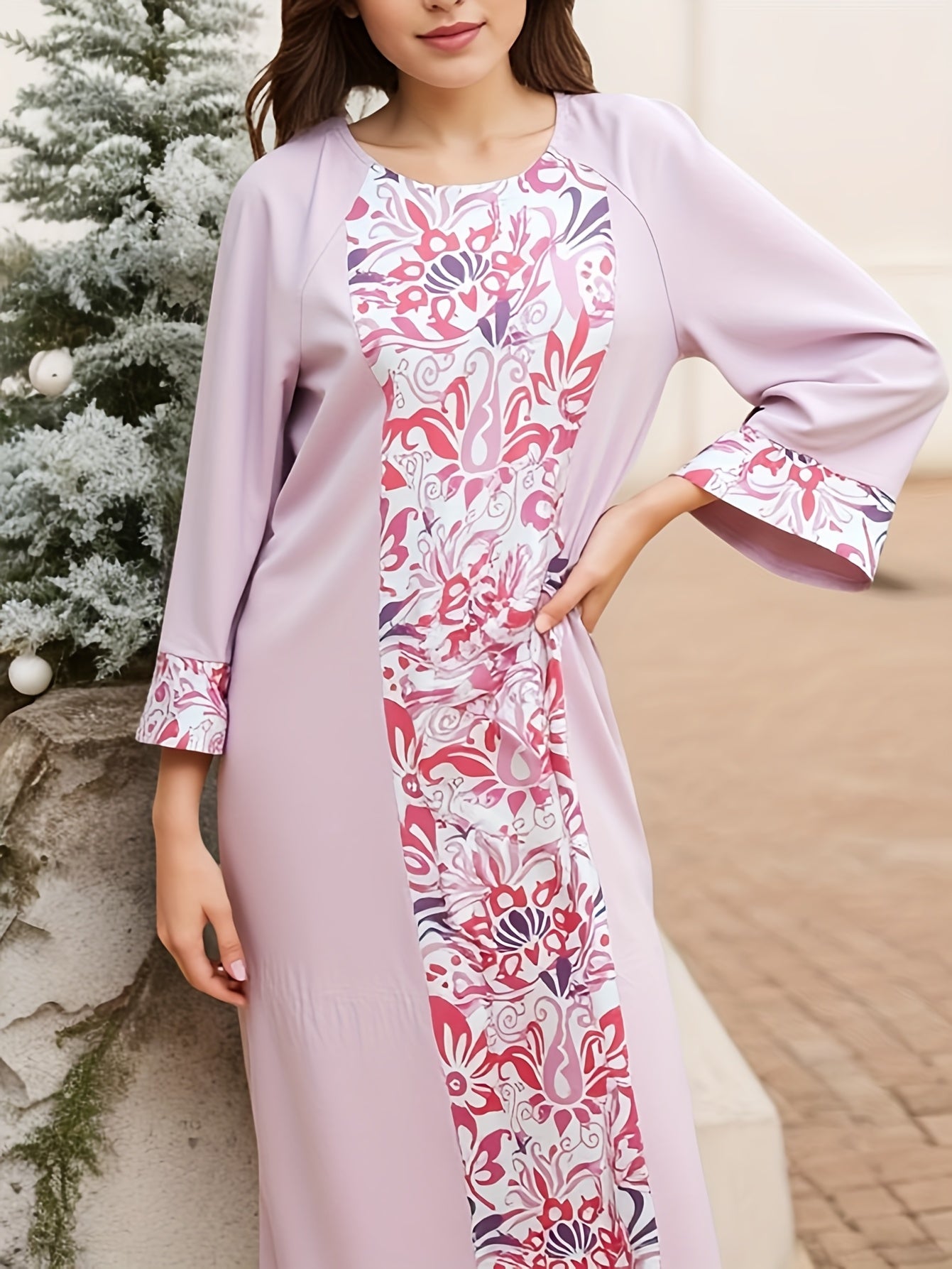 Middle East European and American Spring Summer Floral Print Dress