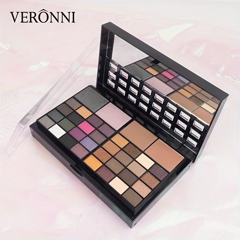 74-Color High-Gloss Eye Shadow Plate - Veronni Multi-Purpose Ultra-Multi-Color Brightening Makeup Set with Red Shadow Repair Capacity