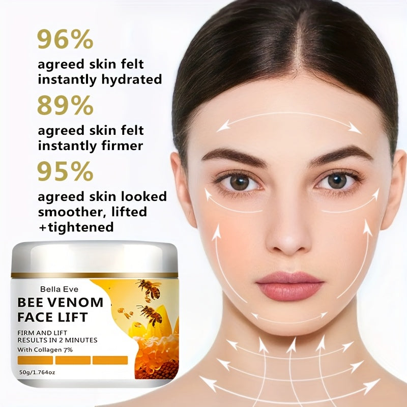Bee Venom Instant Face Lift Cream Tightens & Firms Sagging Light Beige, Smooths Fine Lines & Wrinkles | Alcohol-Free with Hyaluronic Acid