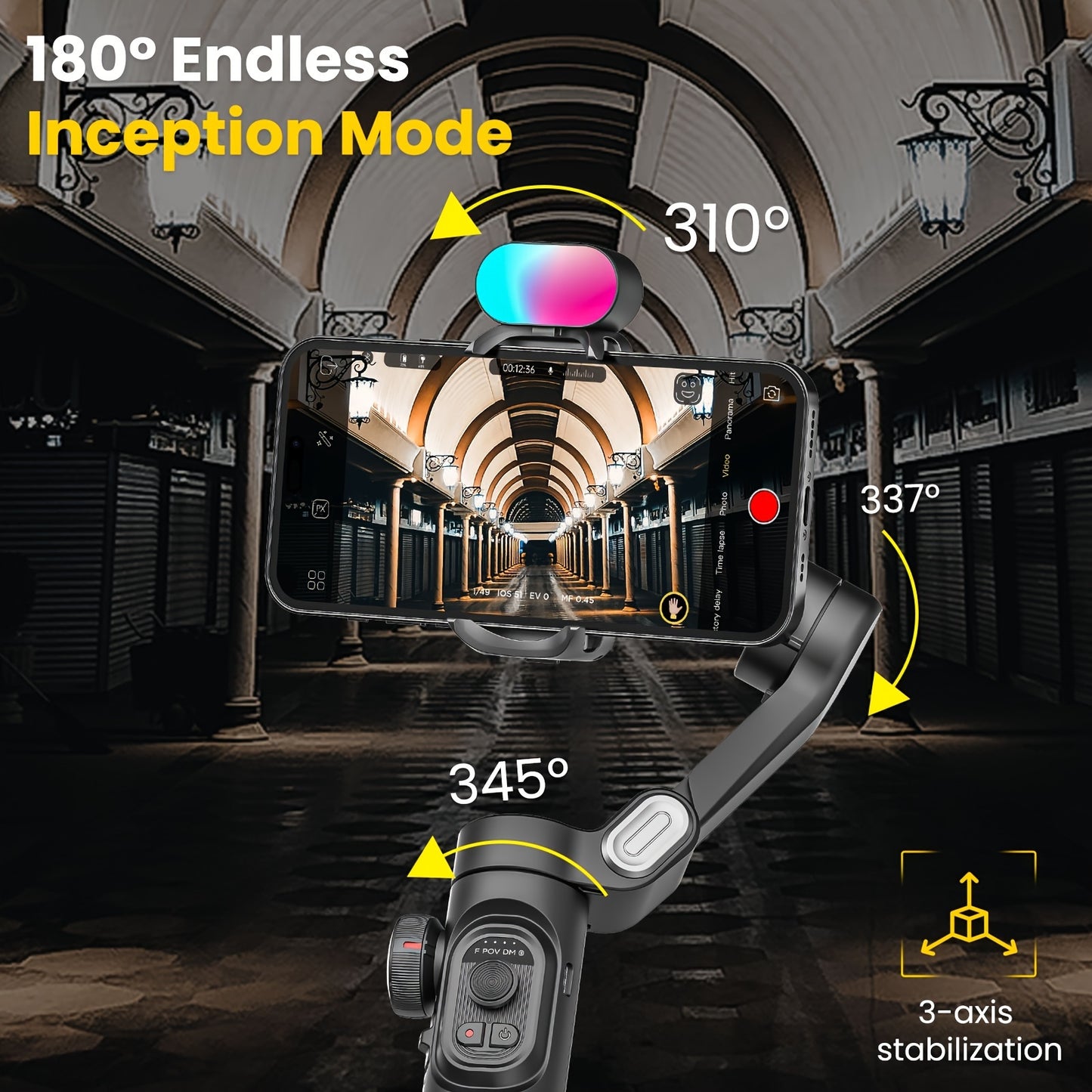 Smart XE Combo1: 3-Axis Phone Gimbal & Video Stabilizer Kit with RGB Fill Light