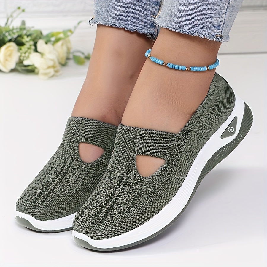 Women's Breathable Slip-On Sneakers - Lightweight Knit Casual Shoes with Arch Support, Machine Washable & All-Season Comfort, Multi-Color