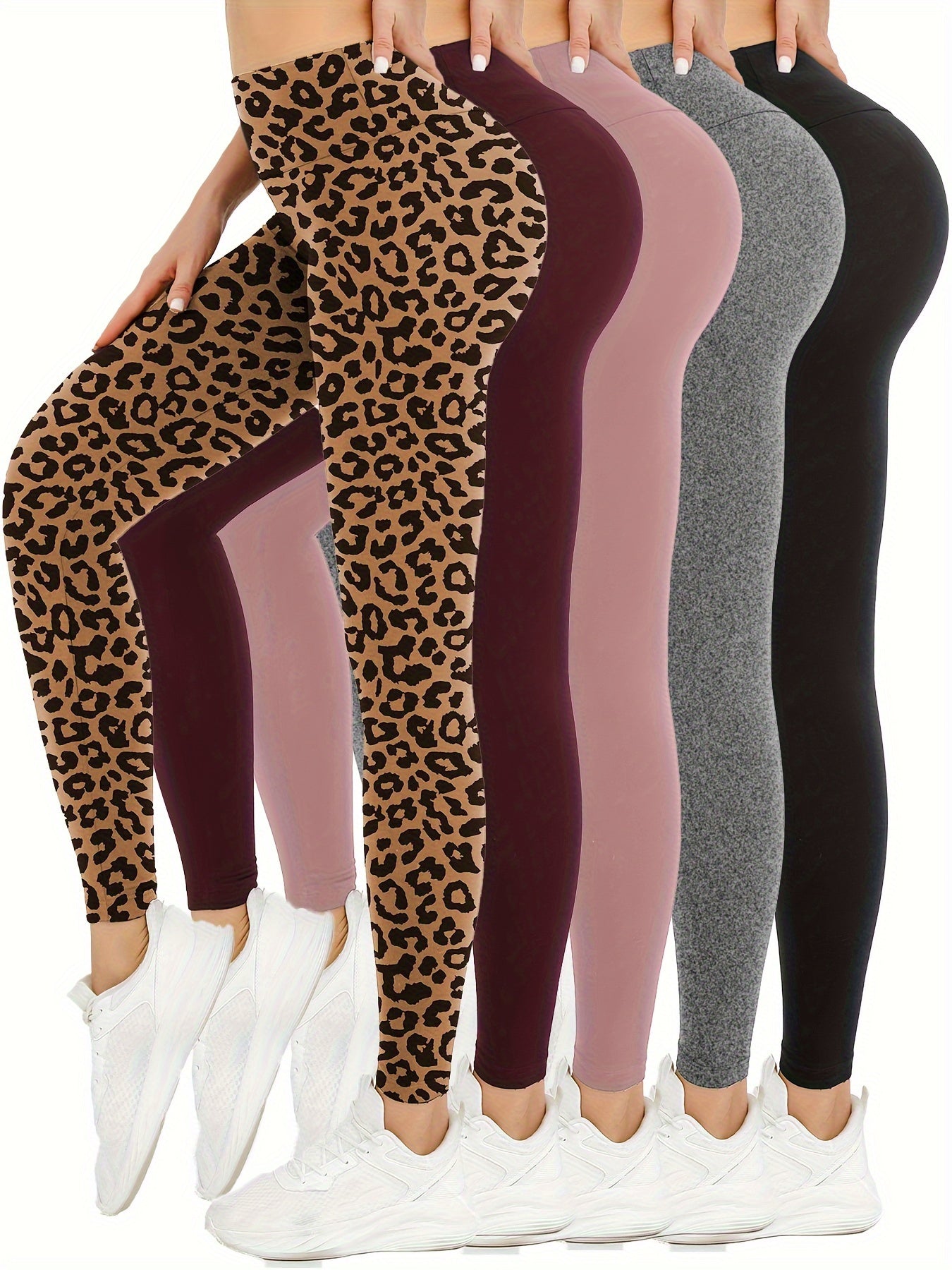 5-Pack Women's High Waisted Yoga Leggings