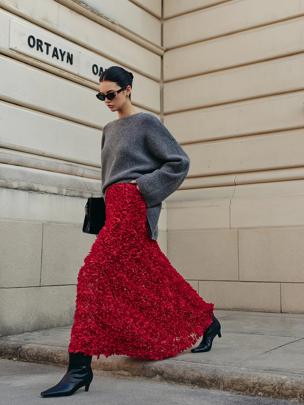 Women's Bridesmaid Dress, Elegant Party Dress with 3D Rose Petal  Christmas New Year