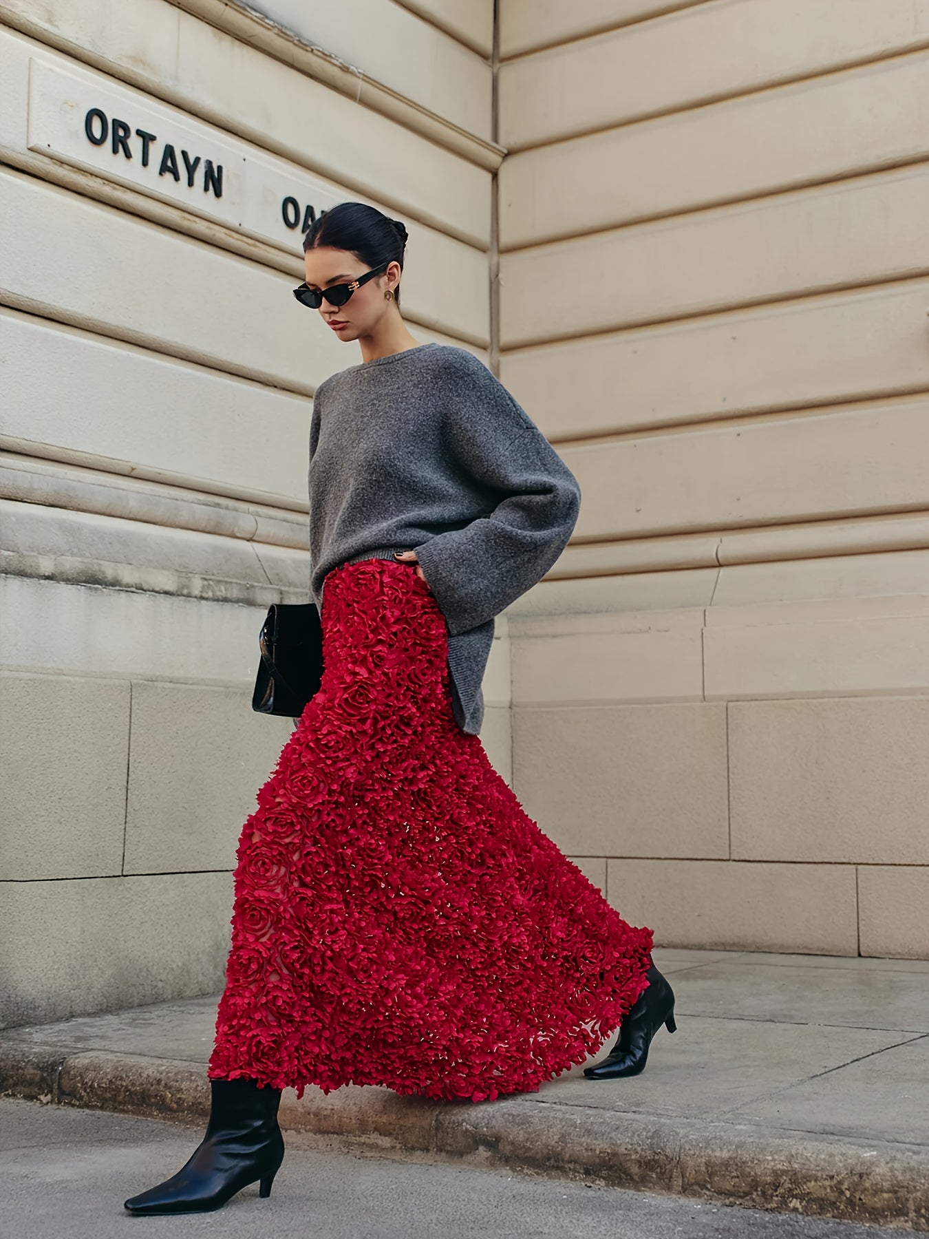 Women's Bridesmaid Dress, Elegant Party Dress with 3D Rose Petal  Christmas New Year