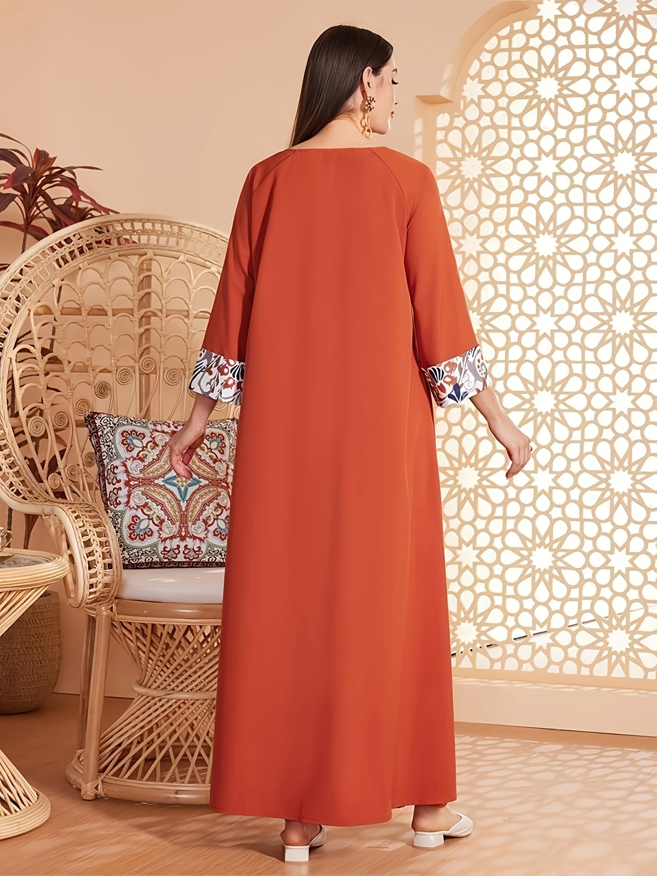 Middle East European and American Spring Summer Floral Print Dress