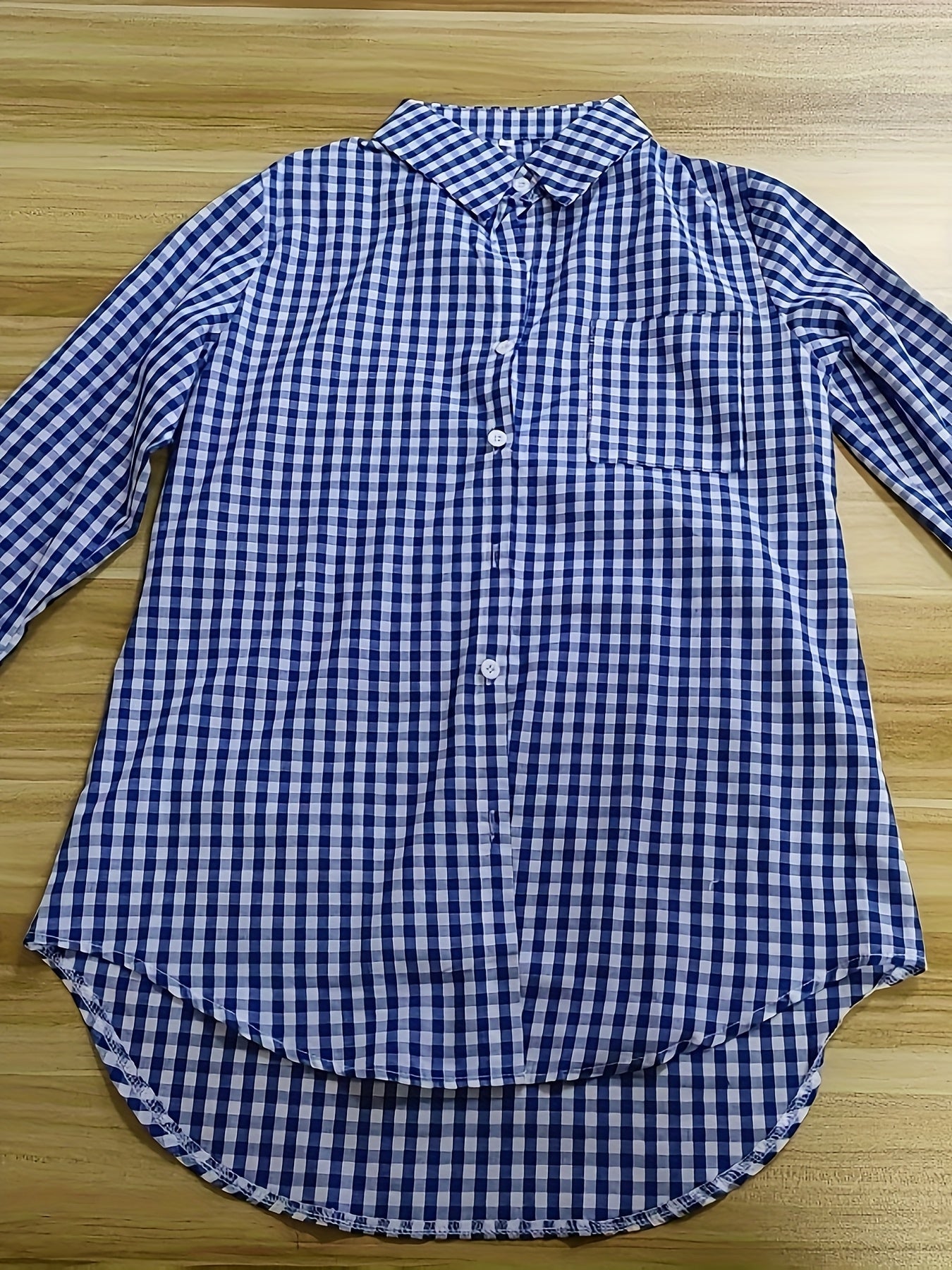 Women's Casual Long Sleeve Gingham Check Shirt