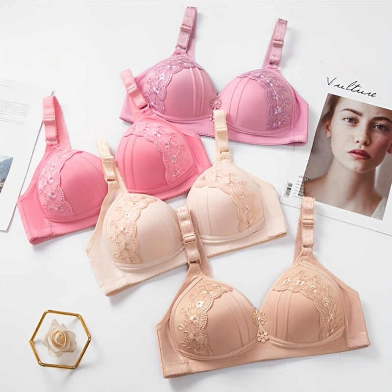 Women's Bra - Breathable Knit Fabric, Polyamide & Cotton Blend