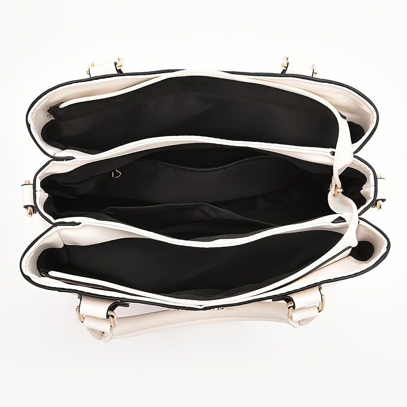 Casual Geometric Two-Tone Large Capacity Bag for Women