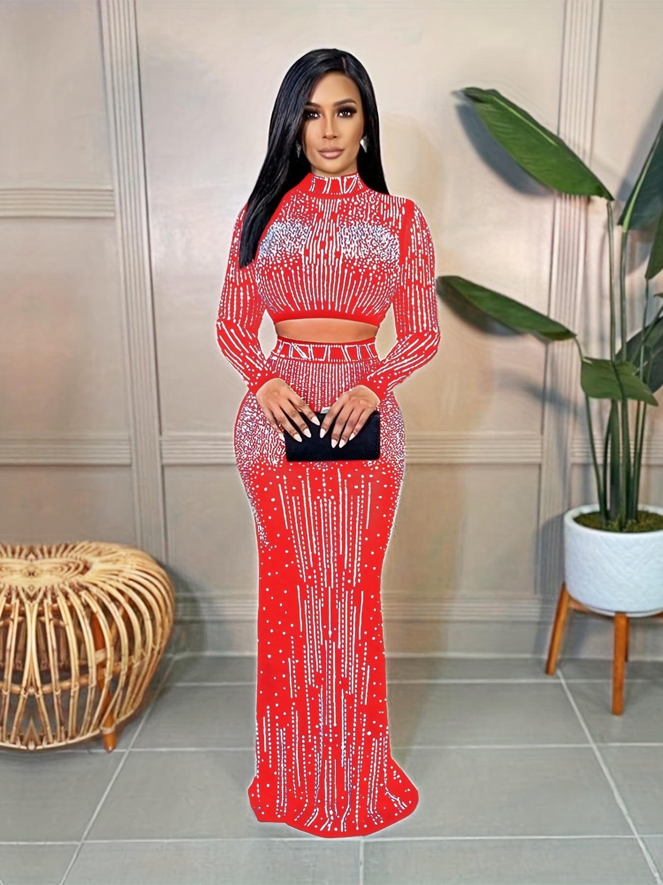 Party Rhinestone Two-piece Set