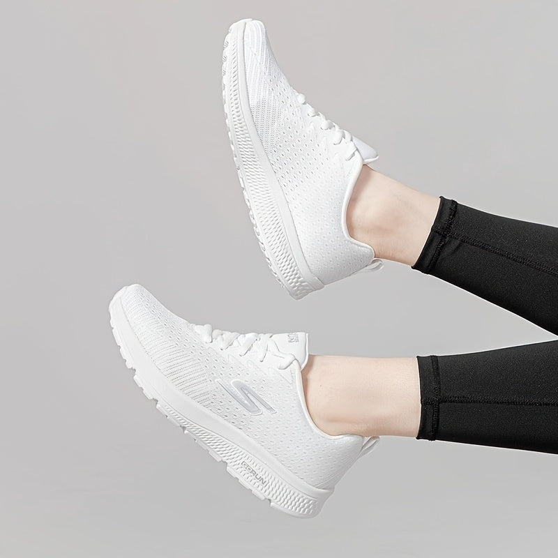 Women's Skechers Gym Walking Running Shoes - Breathable White Athletic Sneakers with Stability Support, Cushioned EVA Insole & Non-Slip
