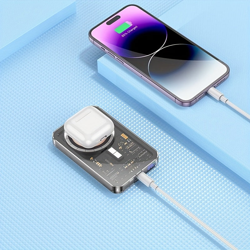 Crystal Wireless Charging Power Bank, With A Capacity Of 5000mAh
