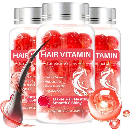 1 Bottle 40pcs Hair Vitamin Essence Capsules, Rich in Rosemary Essential Oil, Moroccan Nut Oil, Vitamin A, C, E and Argan Oil,