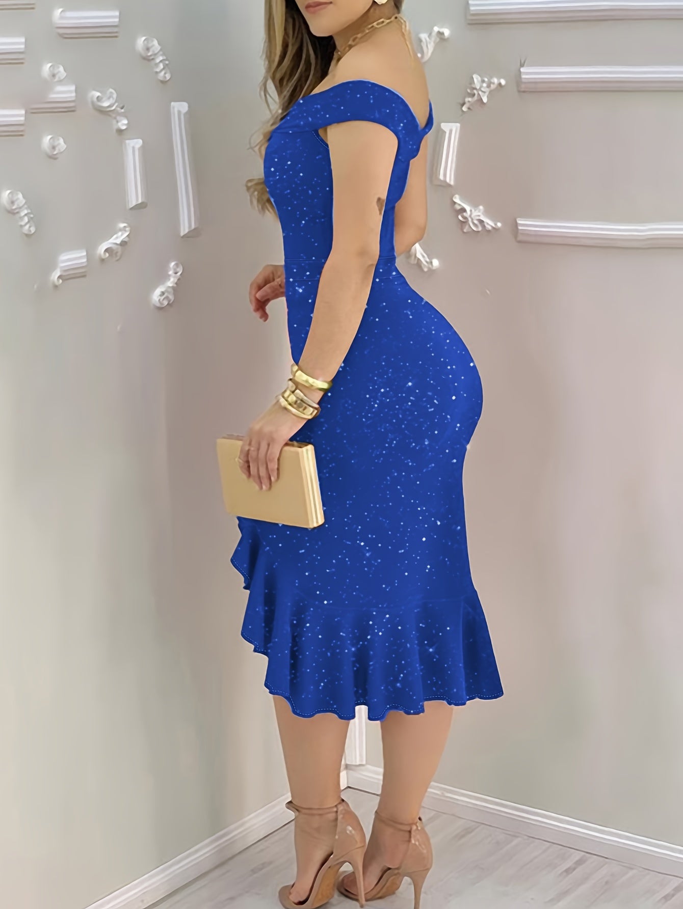 Women's Dresses Solid Color Ruffle Trim for Party Dressing