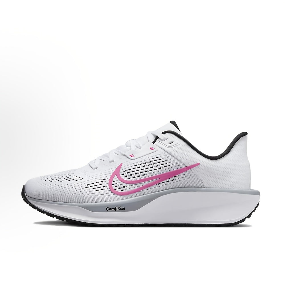 Nike Quest 6 Men's & Women's Breathable Running Shoes - White/Grey/Pink Low-Top Sneakers with Cushioned Arch Support
