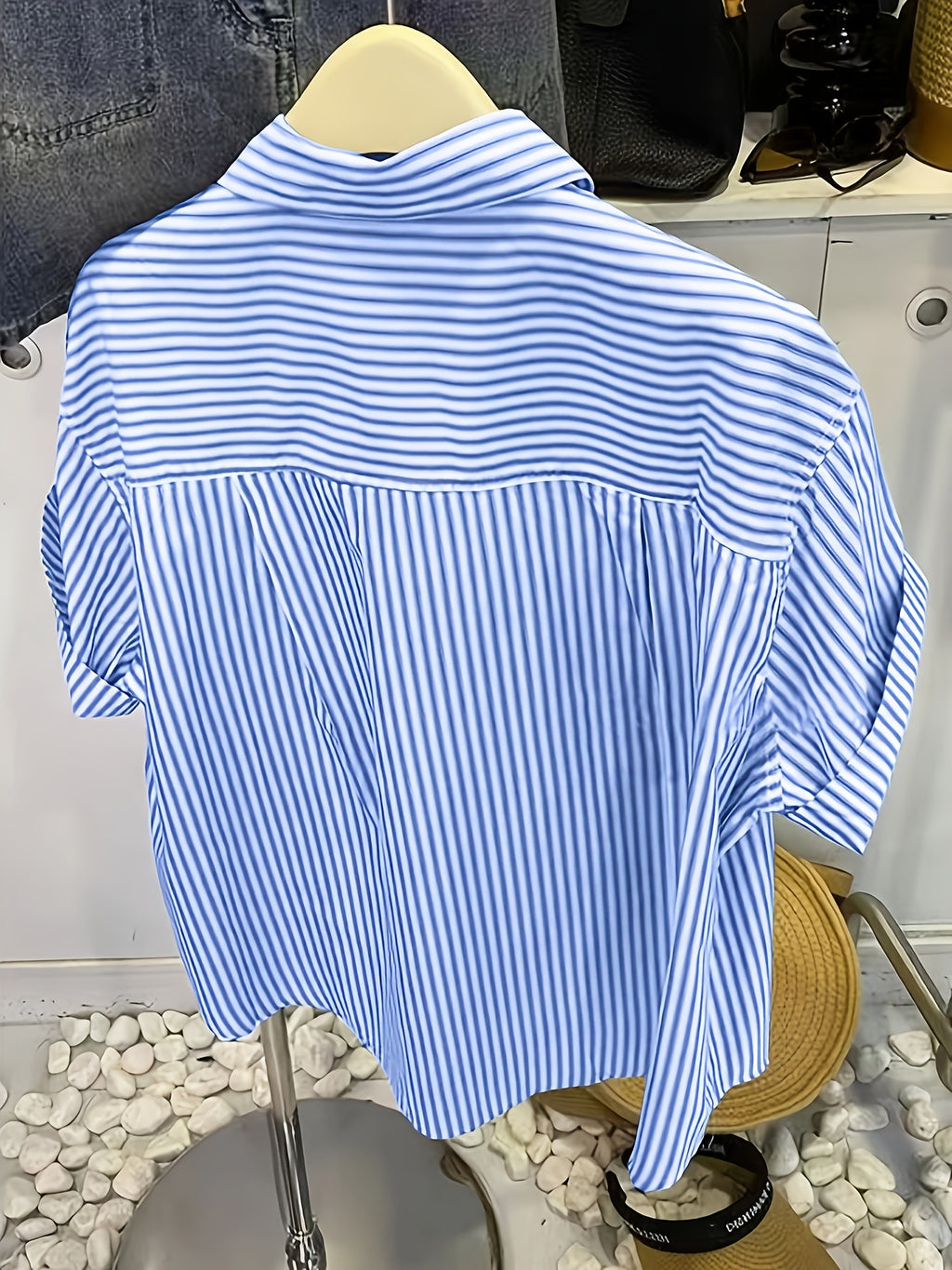 Women's Short Sleeve Shirt - Classic Collar Summer Top, Machine Washable Non-Stretch