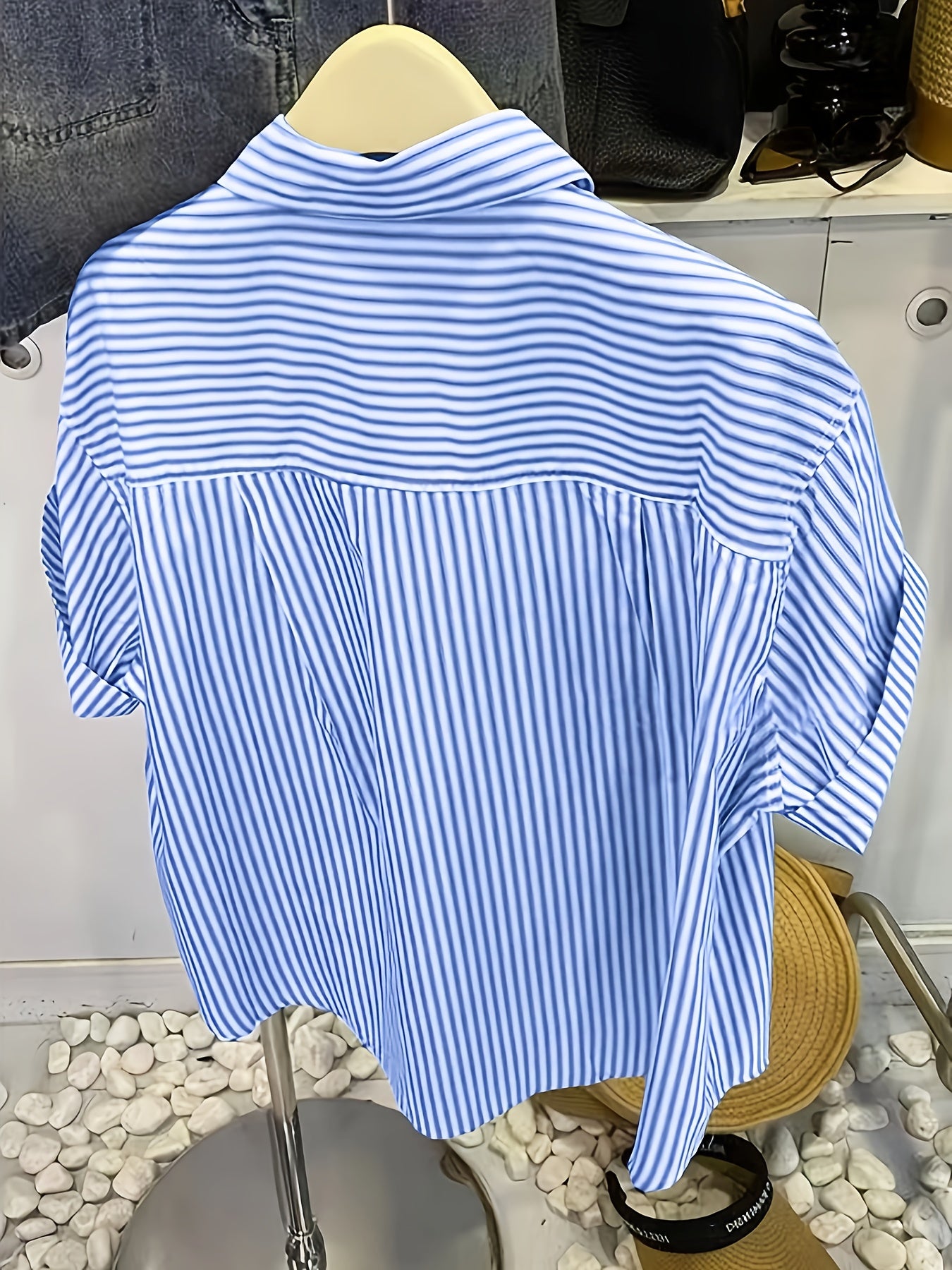 Women's Short Sleeve Shirt - Classic Collar Summer Top, Machine Washable Non-Stretch