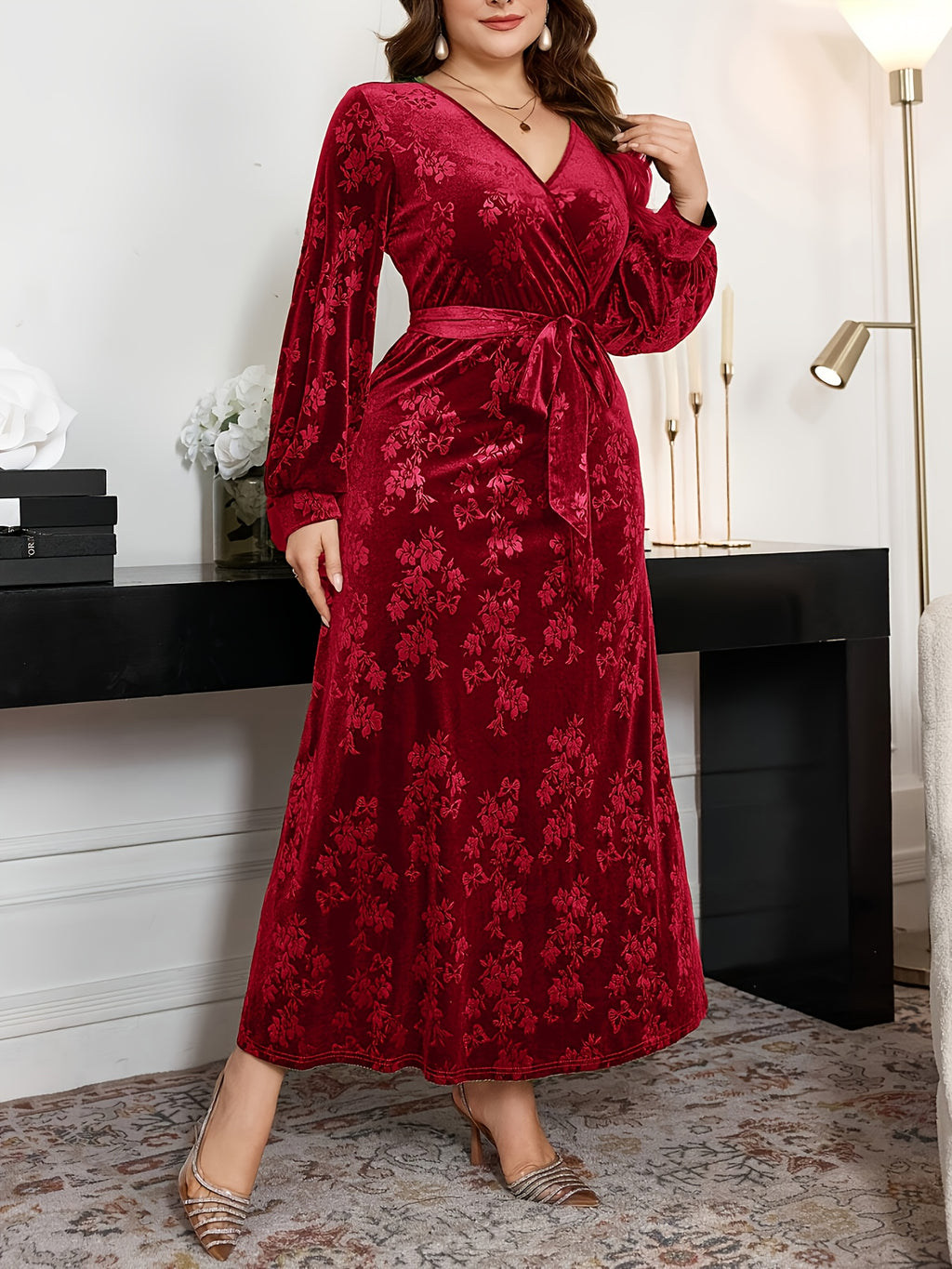 Women's Plus Size Fashion Autumn/Winter New Halloween Christmas Warm Velvet Embossed