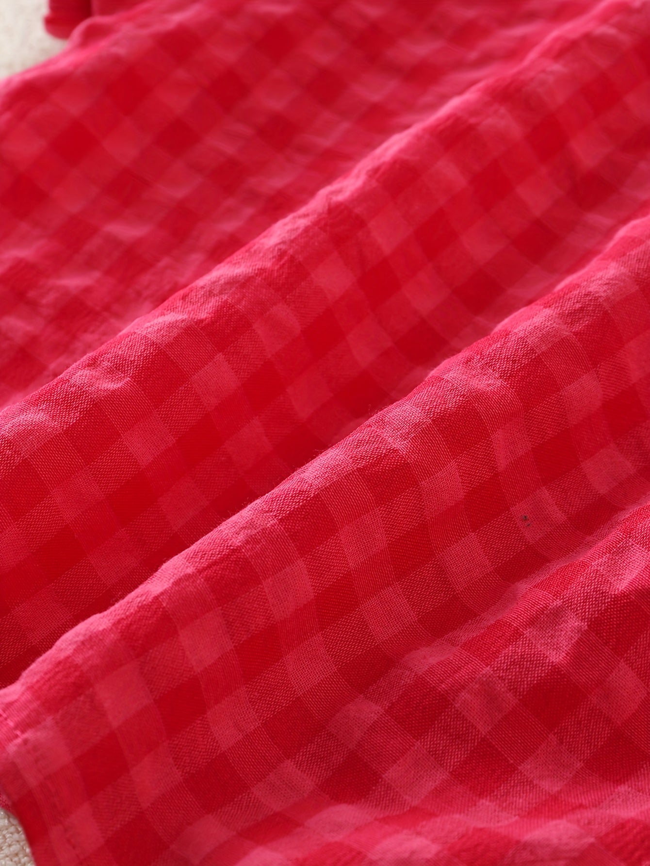 2pcs Korean Style Red Grid Half Sleeve Skirt Set for Youngsters Girls