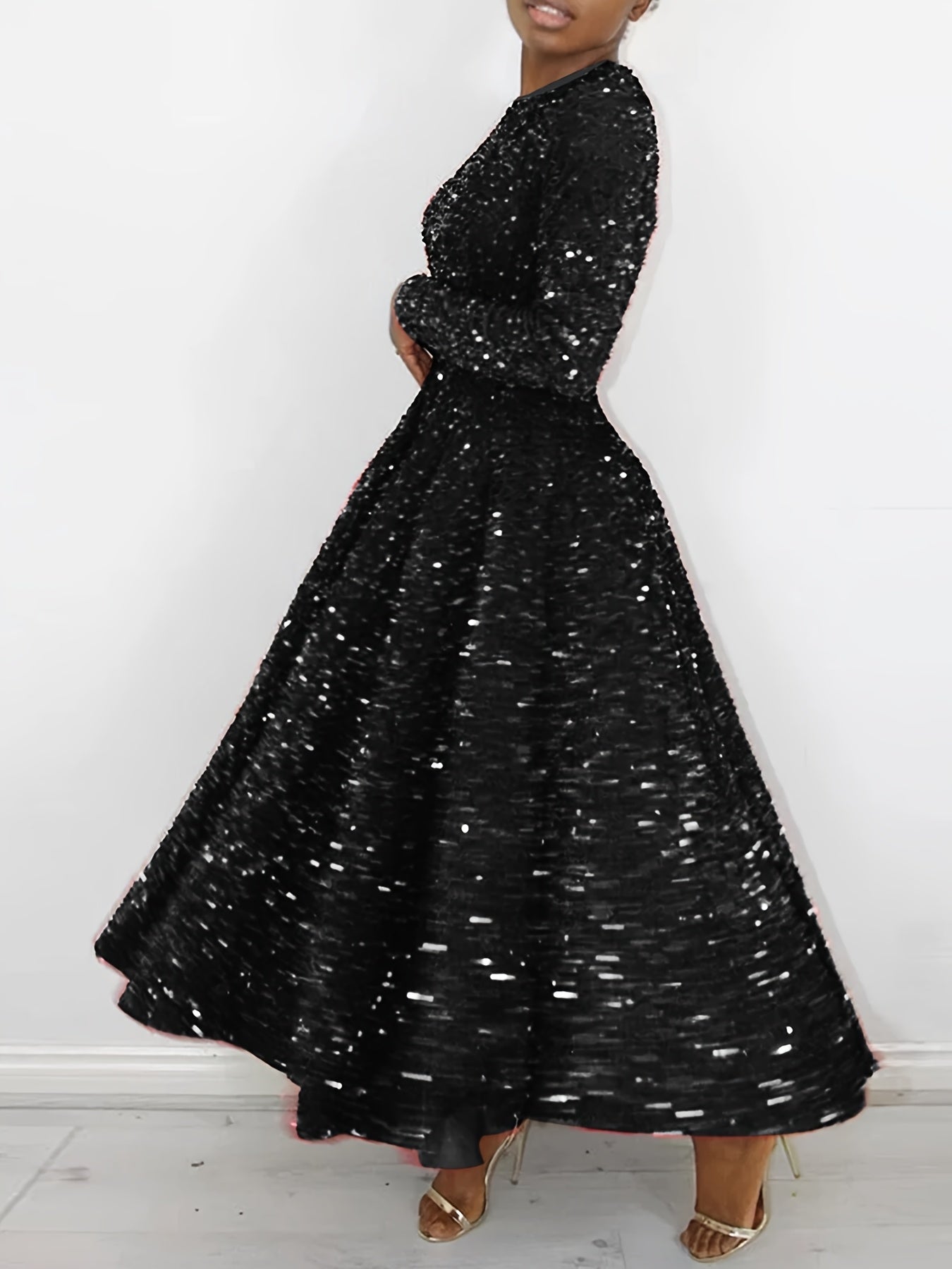 Women's Red Long Dress with a Round Neck, Perfect for Christmas Parties And New Year Celebrations