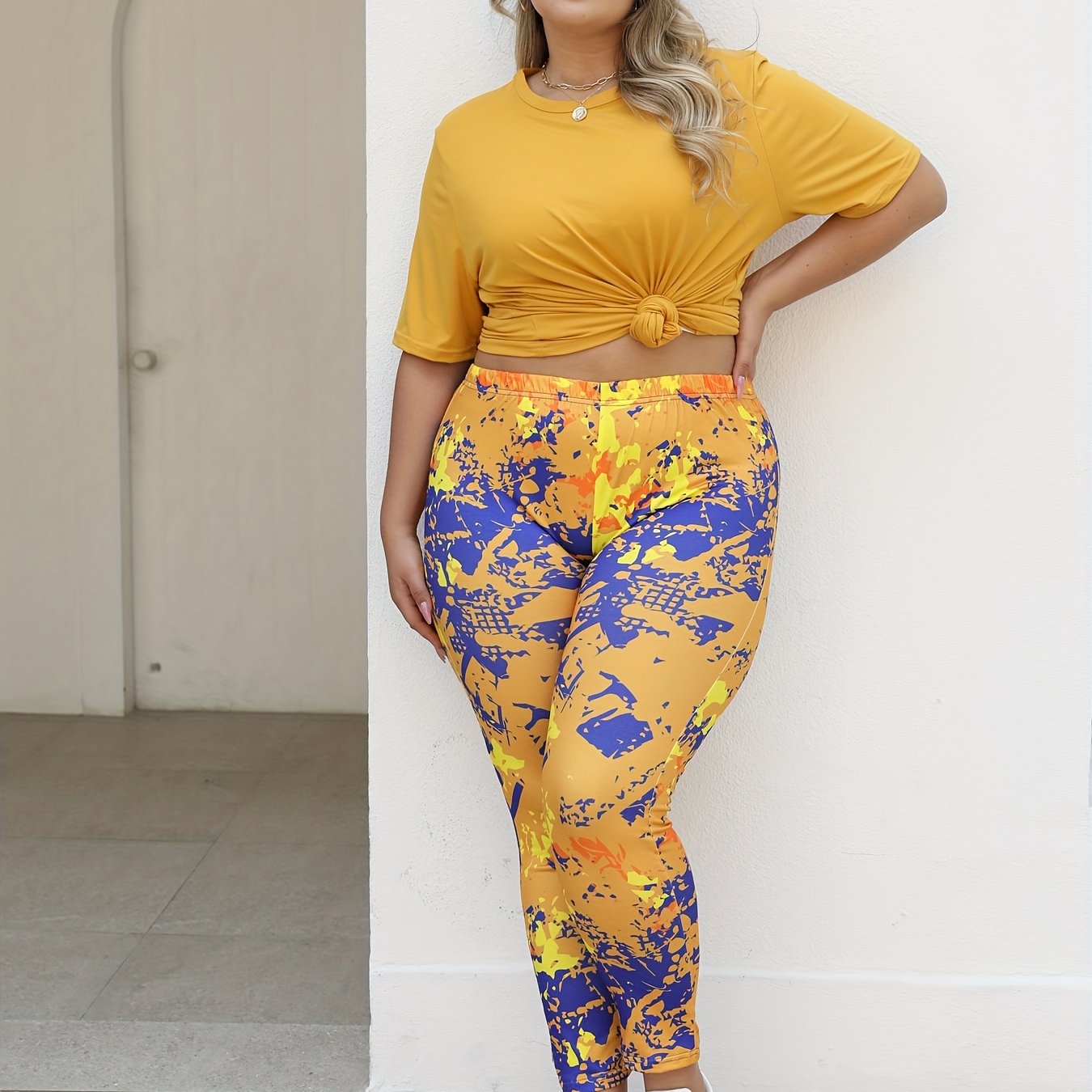 2pcs European and American Plus Size Casual Sportswear Set