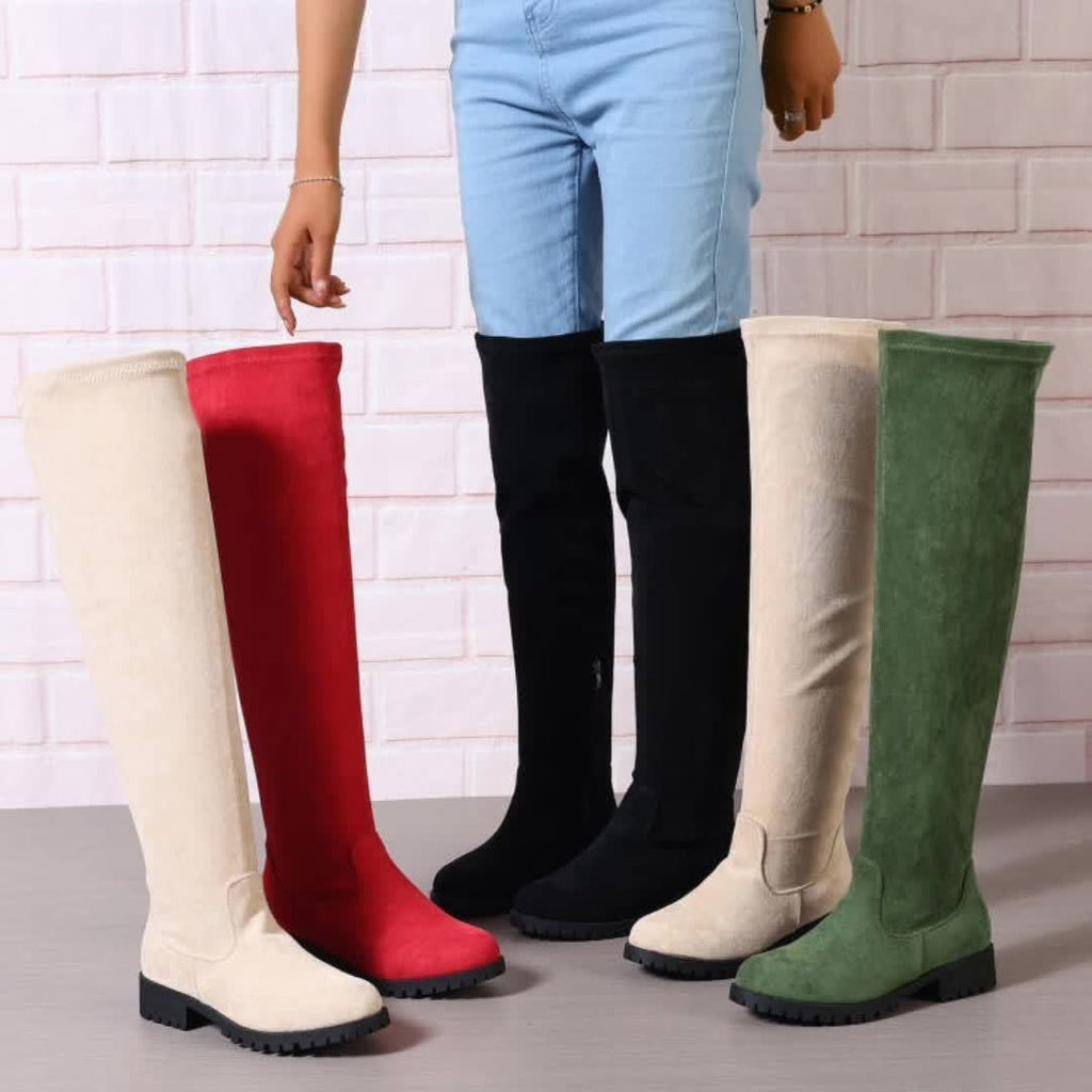 Stylish Women's Long Over the Knee Boots - Chunky Heel
