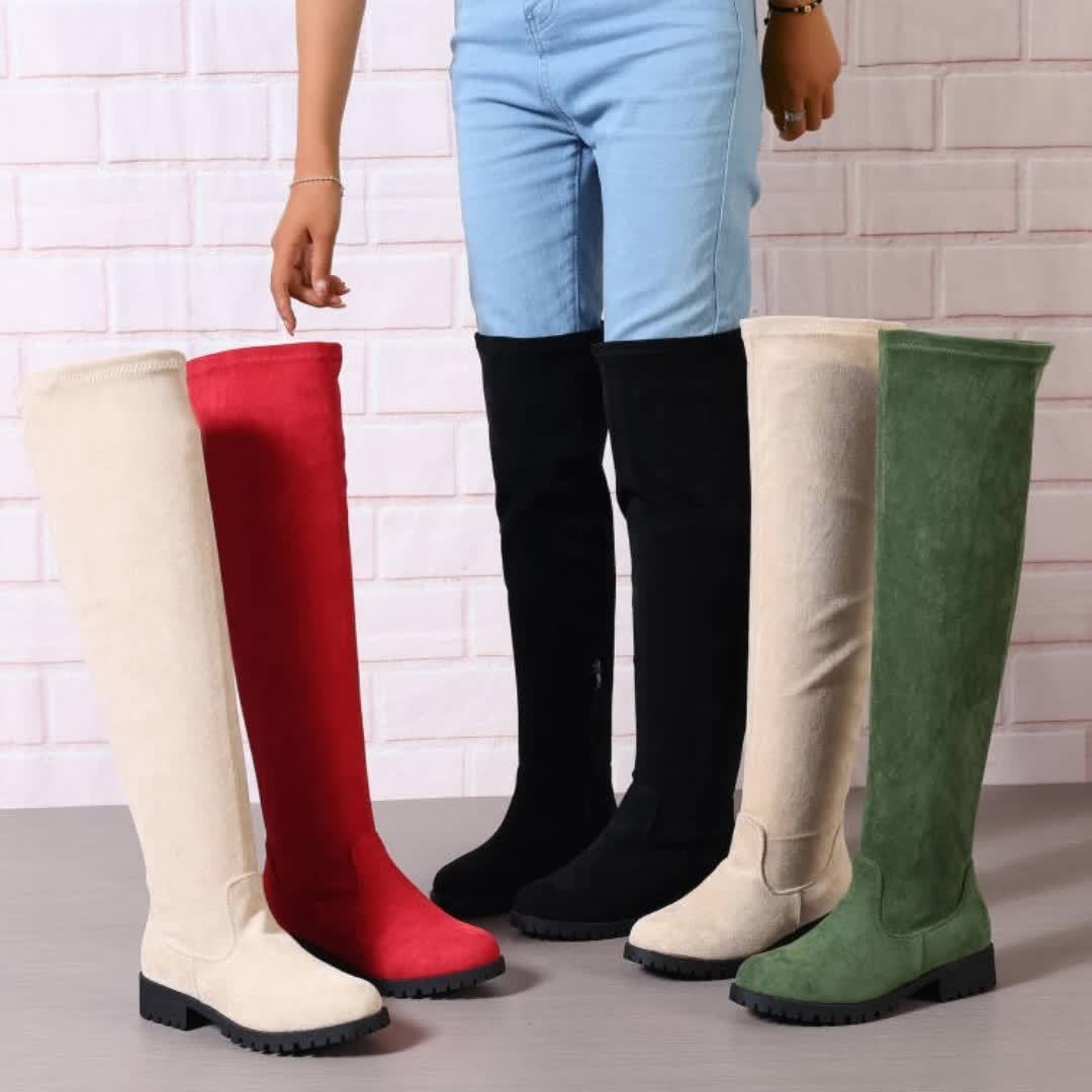 Stylish Women's Long Over the Knee Boots - Chunky Heel