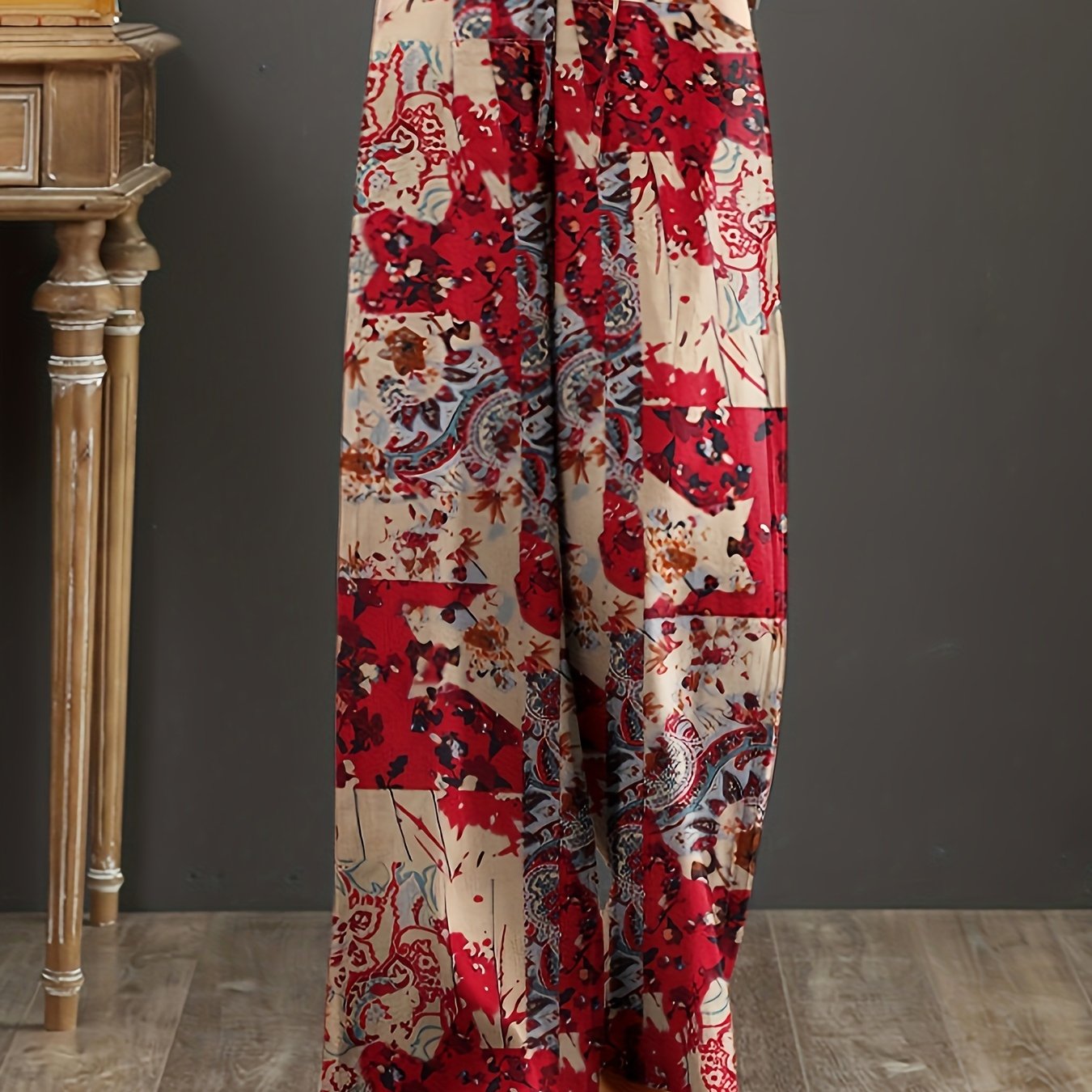 Women's Floral Print Cotton Wide Leg Pants
