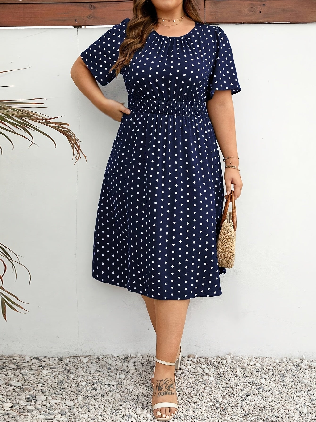 Elegant Women's Plus Size Dot Print Summer Dress