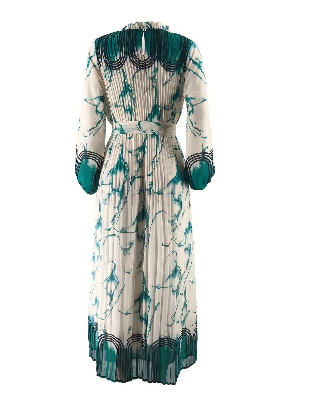 Stunning Tie Dye Print Kaftan Abaya - Elegant Long Sleeve Loose Fit Maxi Dress