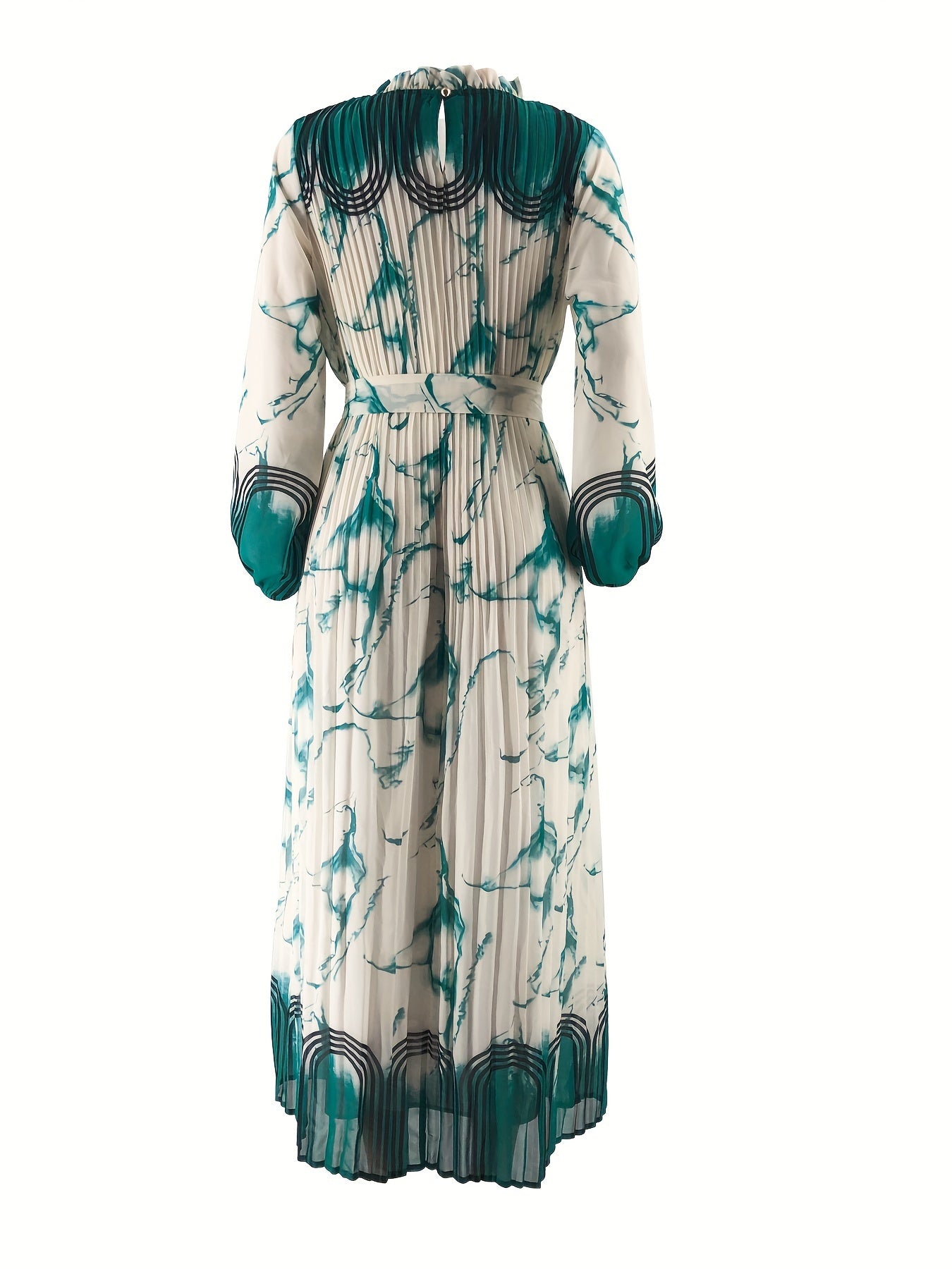 Stunning Tie Dye Print Kaftan Abaya - Elegant Long Sleeve Loose Fit Maxi Dress
