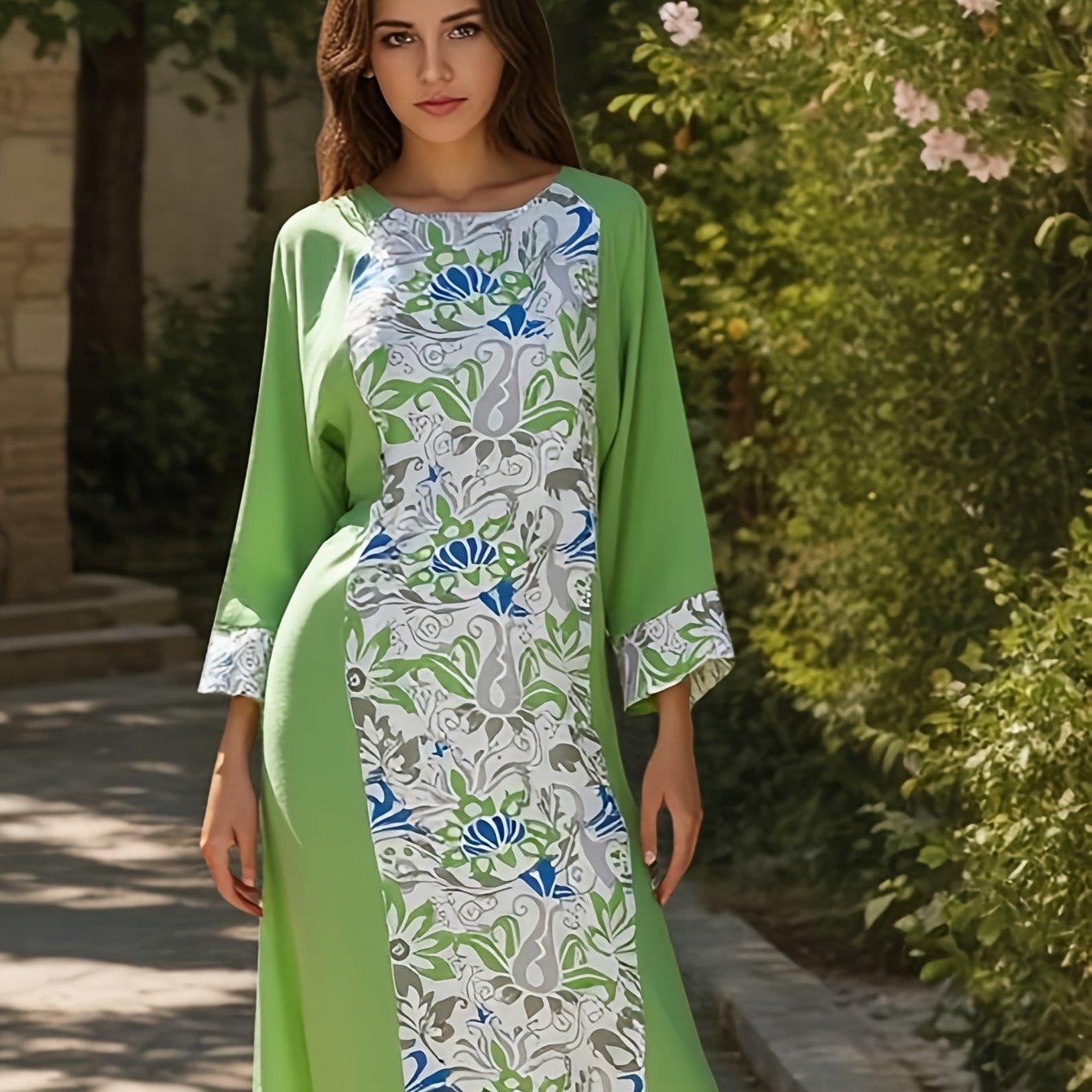 Middle East European and American Spring Summer Floral Print Dress