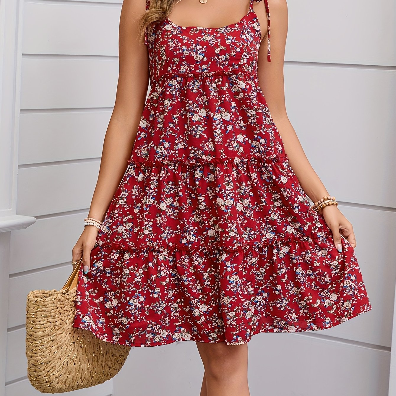Sleeveless A-Line Mini Sundress with Adjustable Drawstring