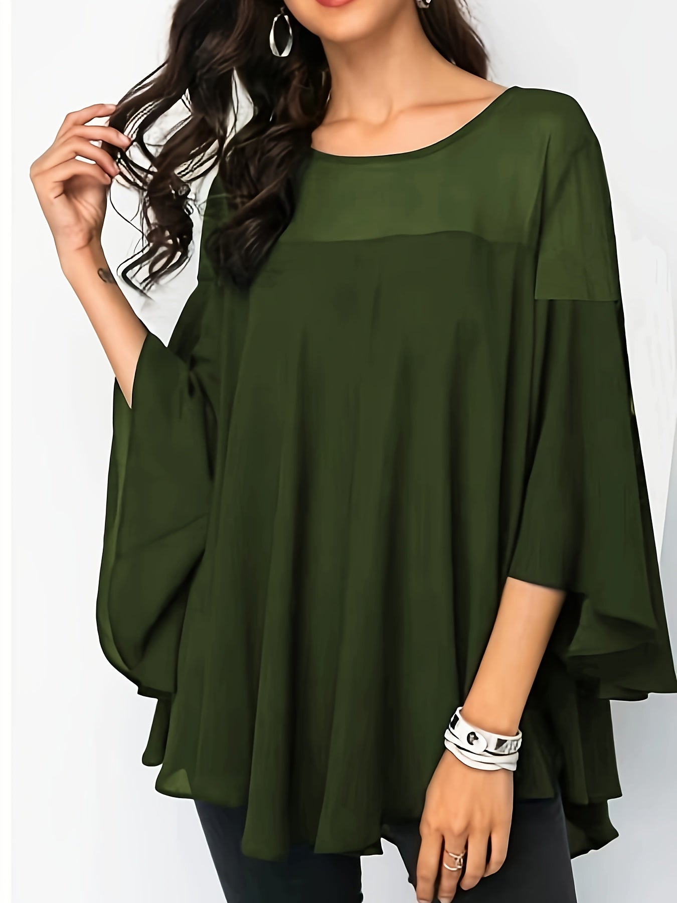 Vibrant Green Short Sleeve Blouse with Lace Trim
