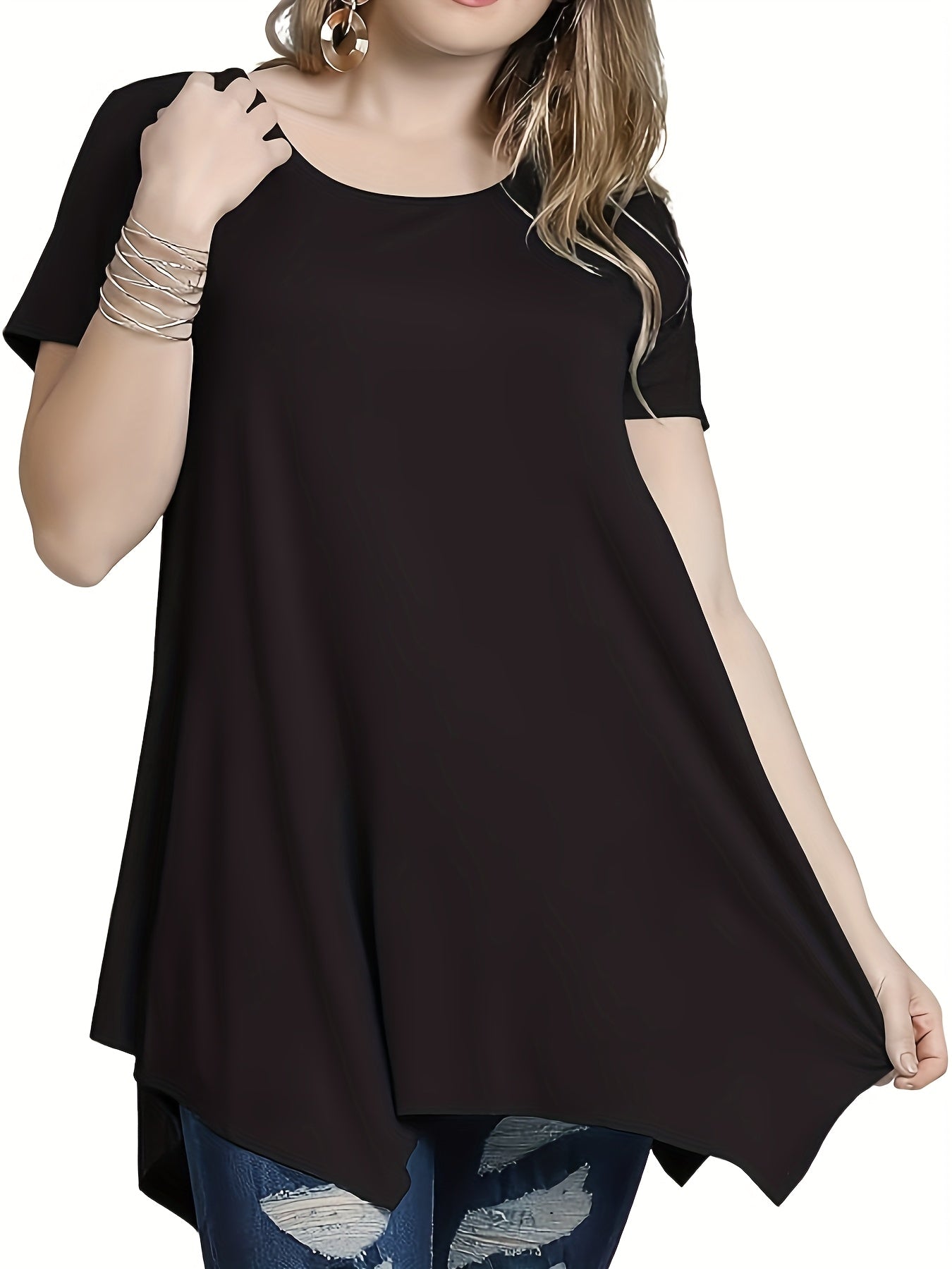 Women's Plus Size Elegant Short Sleeve T-Shirt