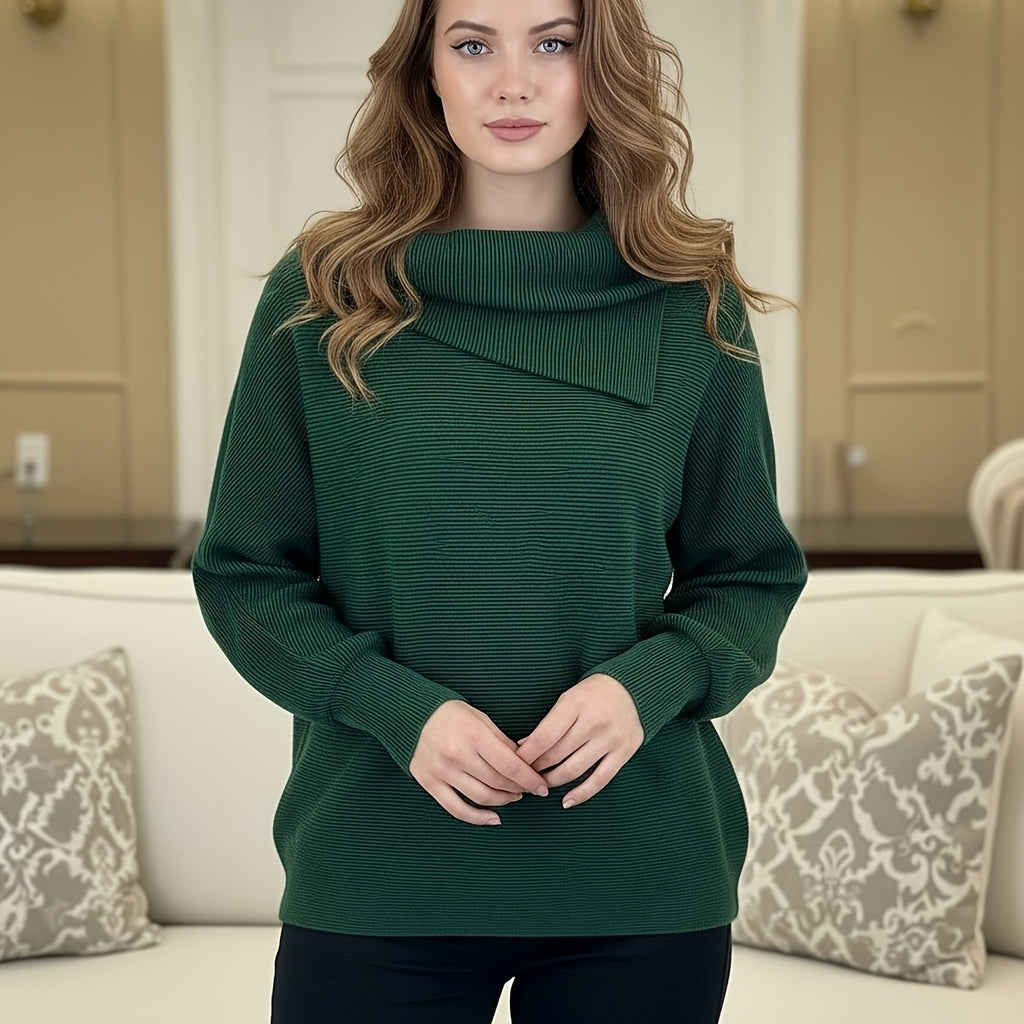Loose-Fitting, Stylish, Casual Scarf-Neck Pullover Shirt | Perfect for Autumn and winter