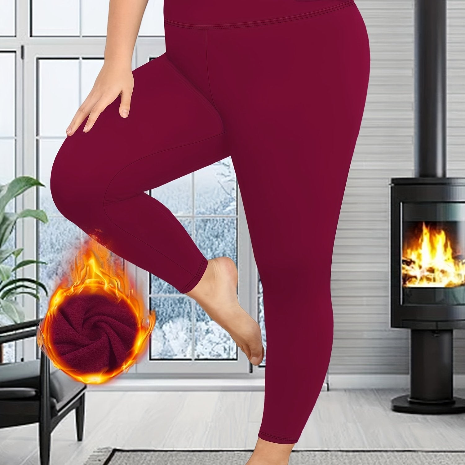 Cozy Plus Size Solid Leggings - Soft, High Waist, Thick, Stretchy
