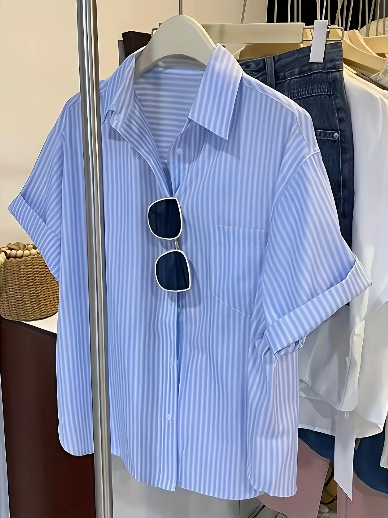 Women's Short Sleeve Shirt - Classic Collar Summer Top, Machine Washable Non-Stretch