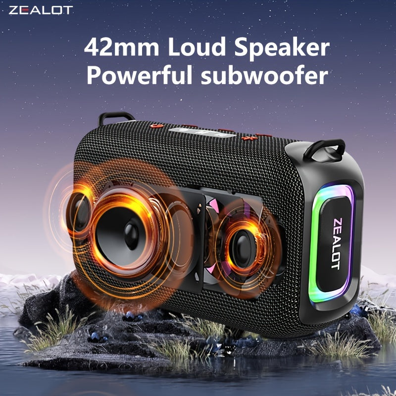 ZEALOT S85 Wireless Speakers, Outdoor Portable Subwoofer Speaker, Hifi Sound quality, RGB light, Dual Pairing