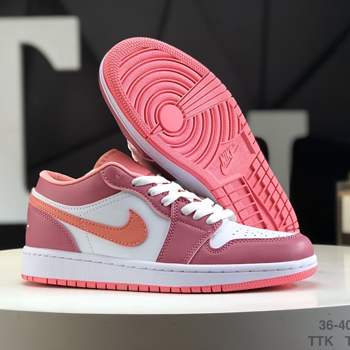 Nike Air Jordan 1 Low Women Casual Shoes, Pink Color Low-Top Thick Sole Skate Shoes