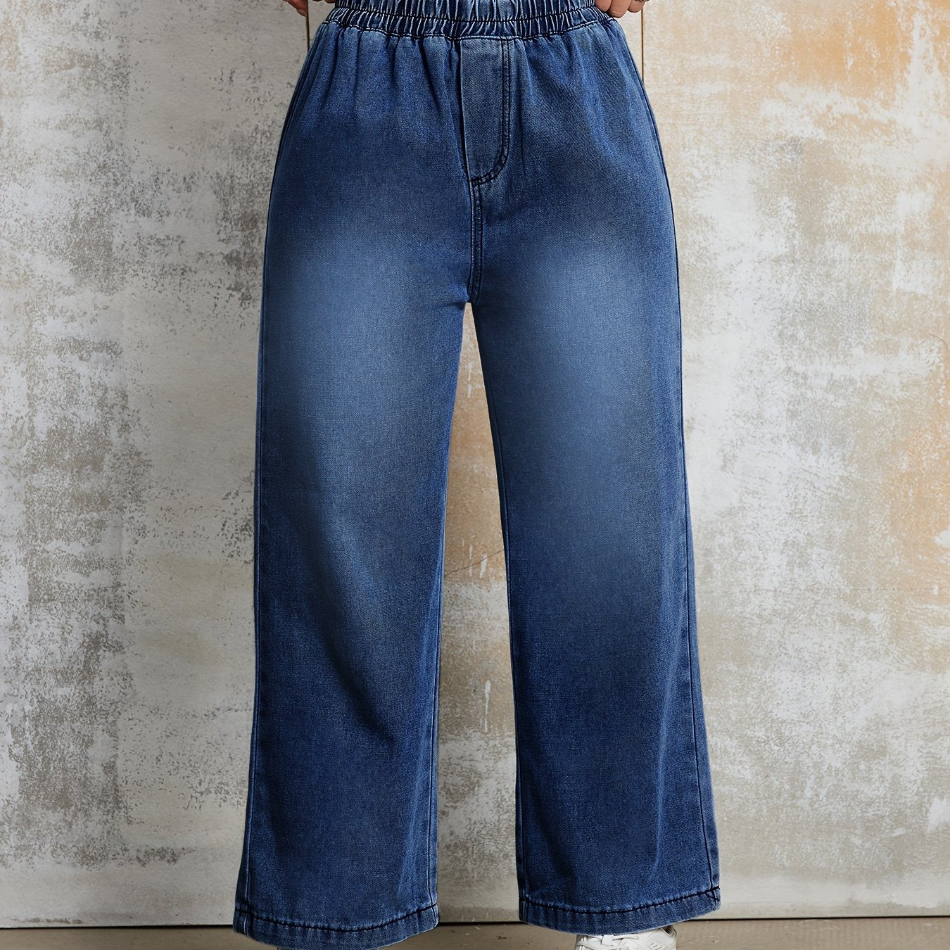 Elastic Waist Loose Fit Denim Pants