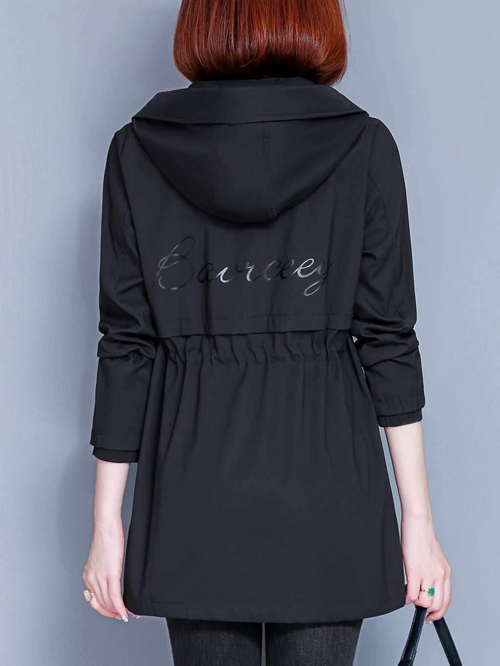 Kesixsty Women's Mid-Length Hooded Windbreaker Jacket with Plush Lining