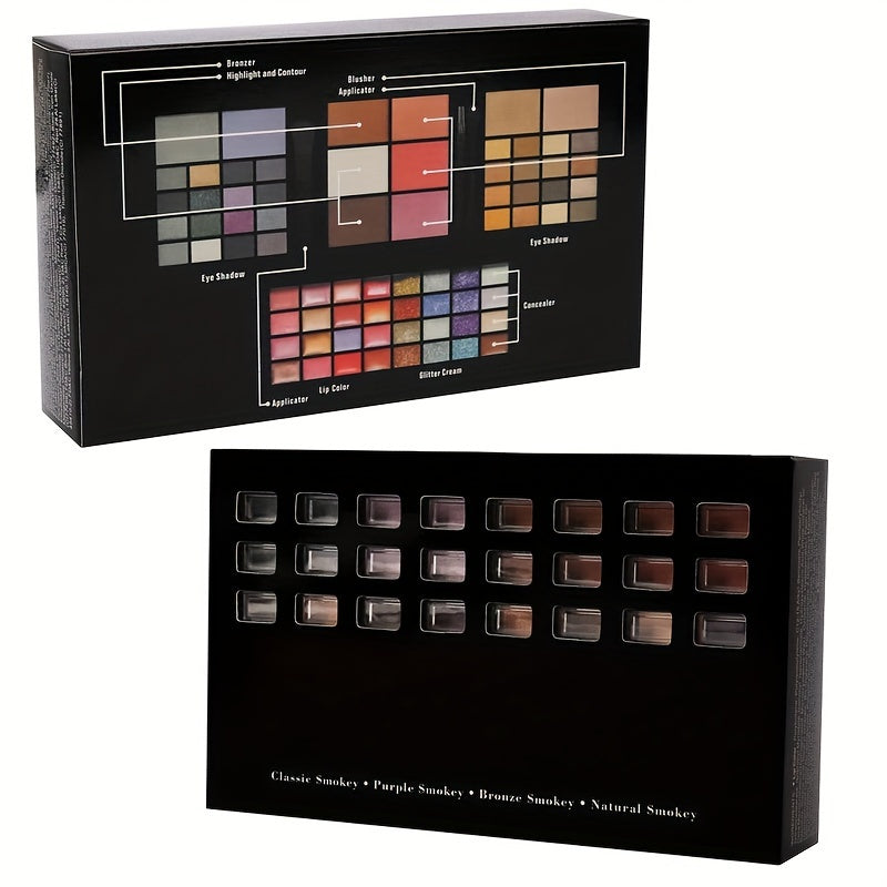 74-Color High-Gloss Eye Shadow Plate - Veronni Multi-Purpose Ultra-Multi-Color Brightening Makeup Set with Red Shadow Repair Capacity