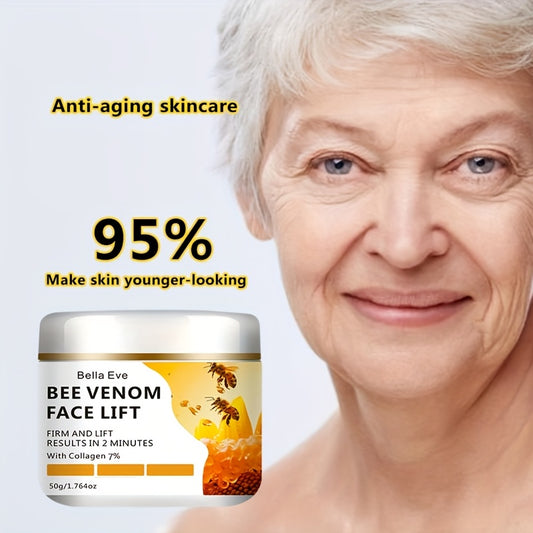 Bee Venom Instant Face Lift Cream Tightens & Firms Sagging Light Beige, Smooths Fine Lines & Wrinkles | Alcohol-Free with Hyaluronic Acid