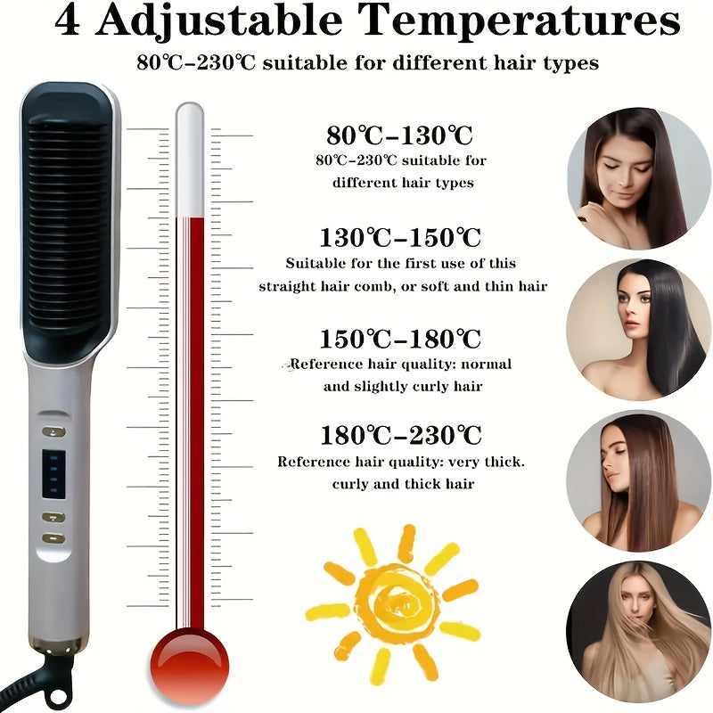 Pink & Black Electric Hair Straightener Brush with Heat Protection