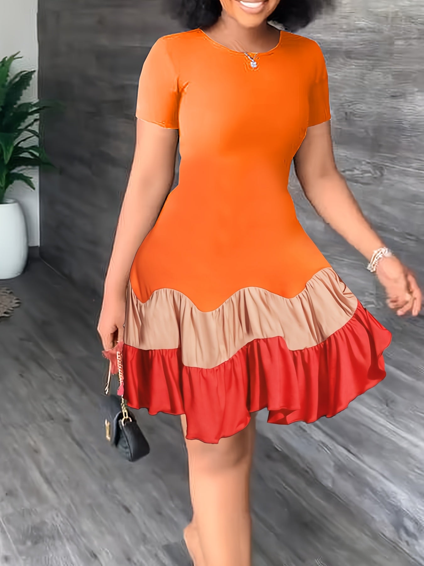 Women's Summer Vacation-Ready A-Line Dress with Ruffled Hem