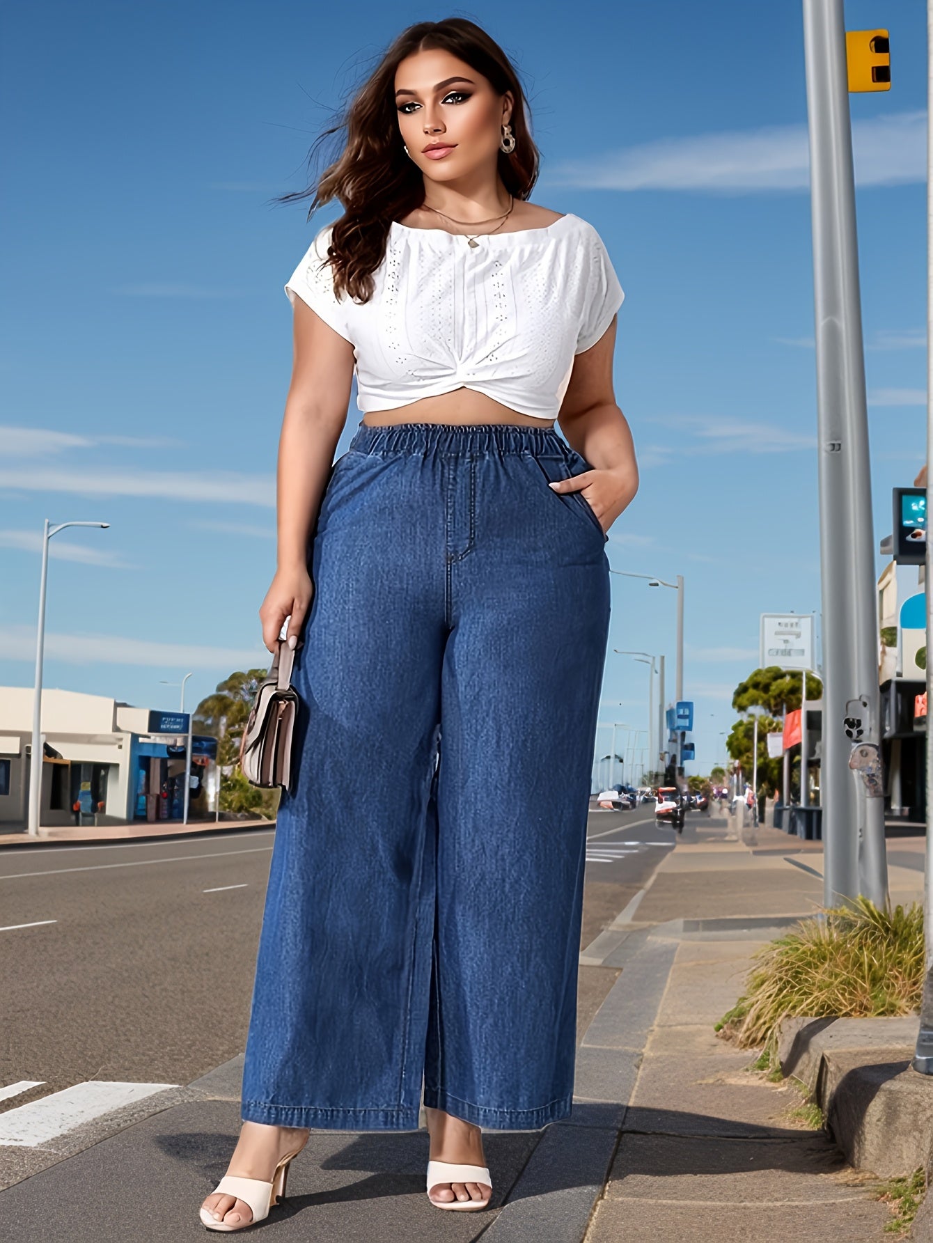 Plus Size Women's High-Waisted Straight-Leg Jeans