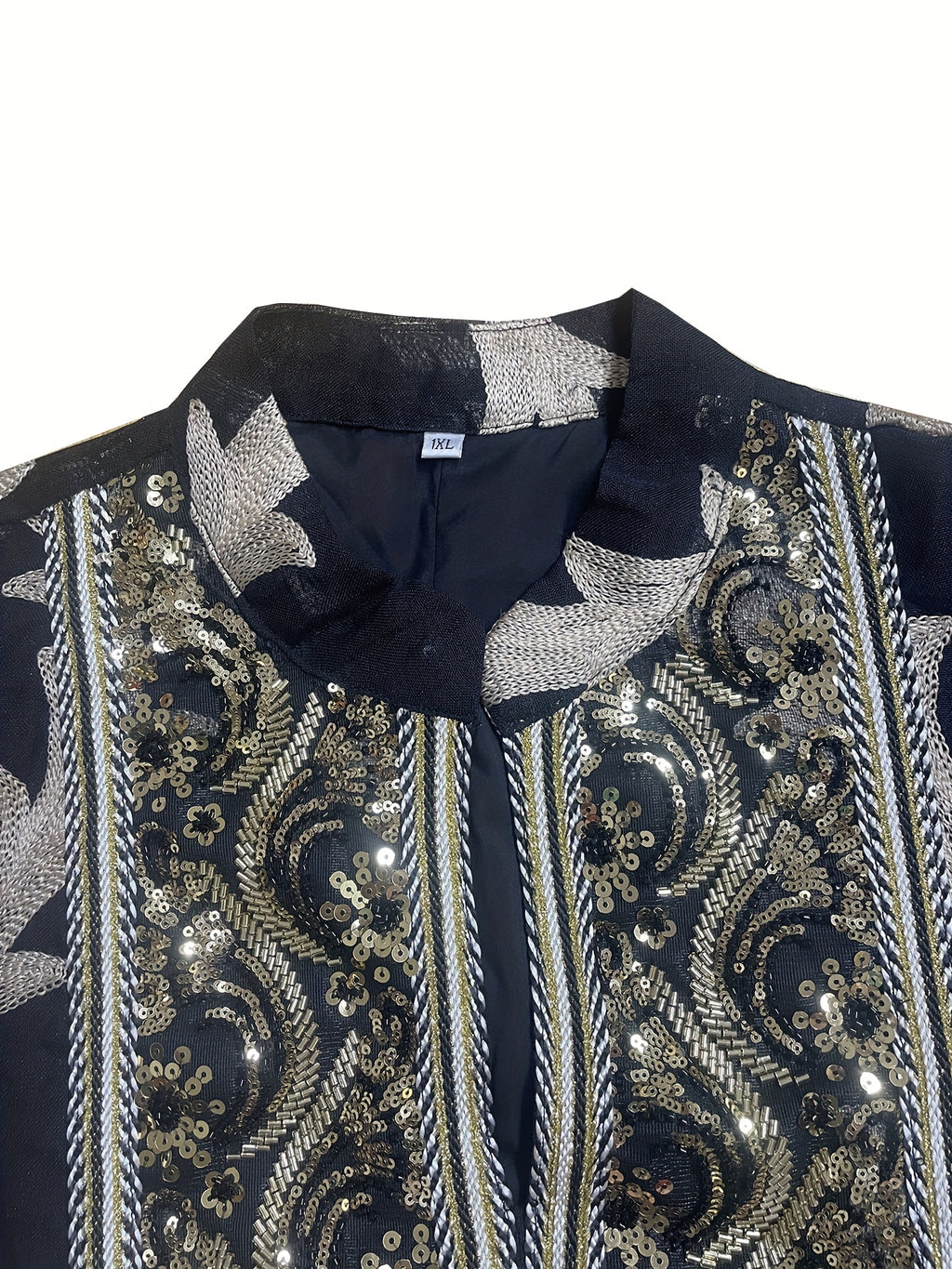 Plus Size - Elegant Embroidered Black Long Robe | Loose Comfortable Regular Fit